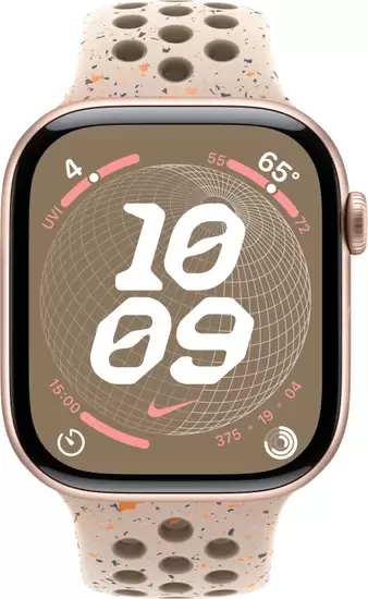 Умные часы Apple Watch Nike Series 10 46 мм (алюминиевый корпус, розовое золото/камень пустыни, спортивный силиконовый ремешок M/L) фото 2