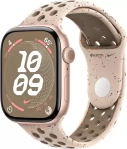 Умные часы Apple Watch Nike Series 10 46 мм (алюминиевый корпус, розовое золото/камень пустыни, спортивный силиконовый ремешок M/L) фото