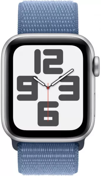 Умные часы Apple Watch SE 2023 40 мм (алюминиевый корпус, серебристый/грозовой синий, нейлоновый ремешок) фото