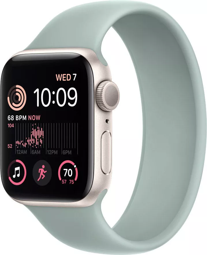 Умные часы Apple Watch SE 2 40 мм (алюминиевый корпус, звездный свет/суккулент, силиконовый ремешок) фото