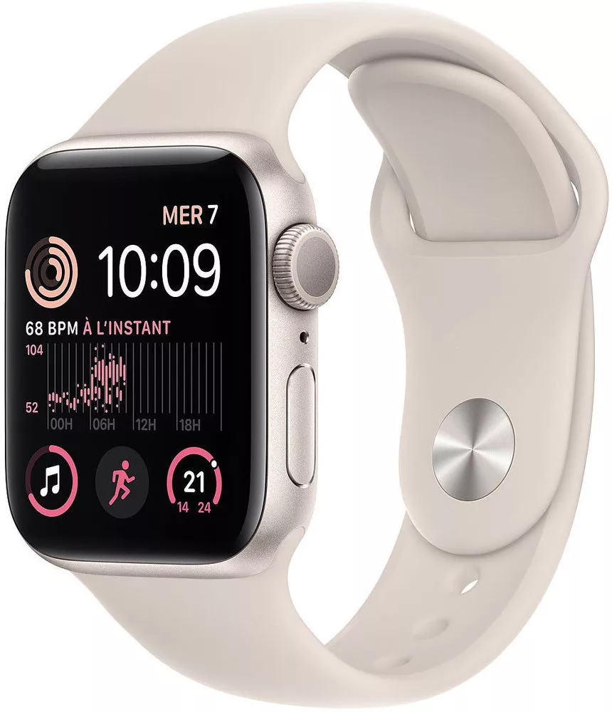 Смарт-часы Apple Watch SE 2 40 мм (алюминиевый корпус, звездный свет/звездный свет, спортивный силиконовый ремешок) фото