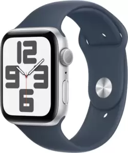 Умные часы Apple Watch SE 2 44 мм (алюминиевый корпус, серебристый/грозовой синий, спортивный силиконовый ремешок M/L) icon