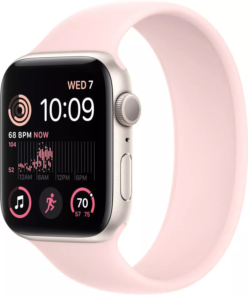 Умные часы Apple Watch SE 2 LTE 44 мм (алюминиевый корпус, звездный свет/розовый мел, силиконовый ремешок) фото