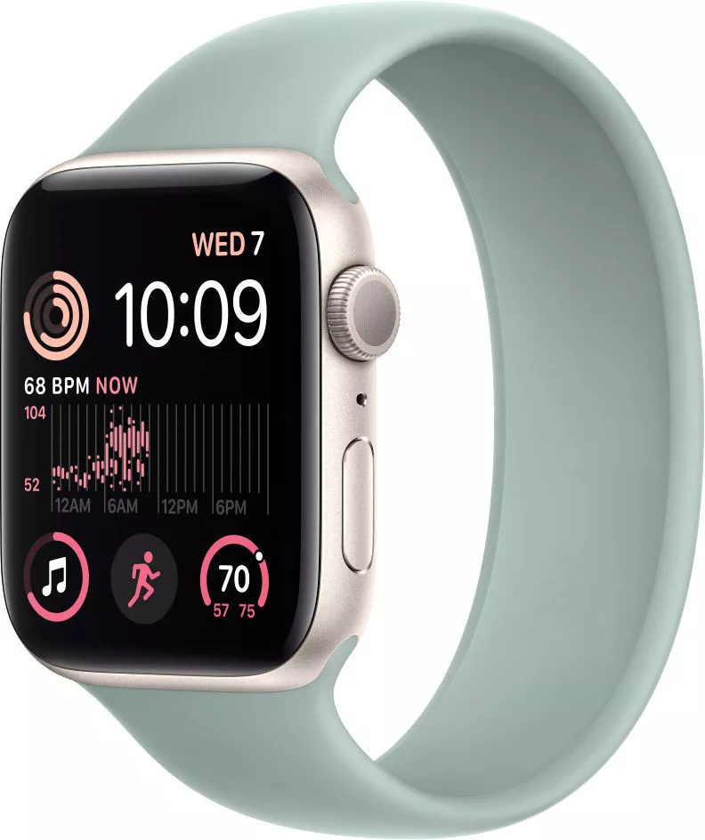 Умные часы Apple Watch SE 2 LTE 44 мм (алюминиевый корпус, звездный свет/суккулент, силиконовый ремешок) фото