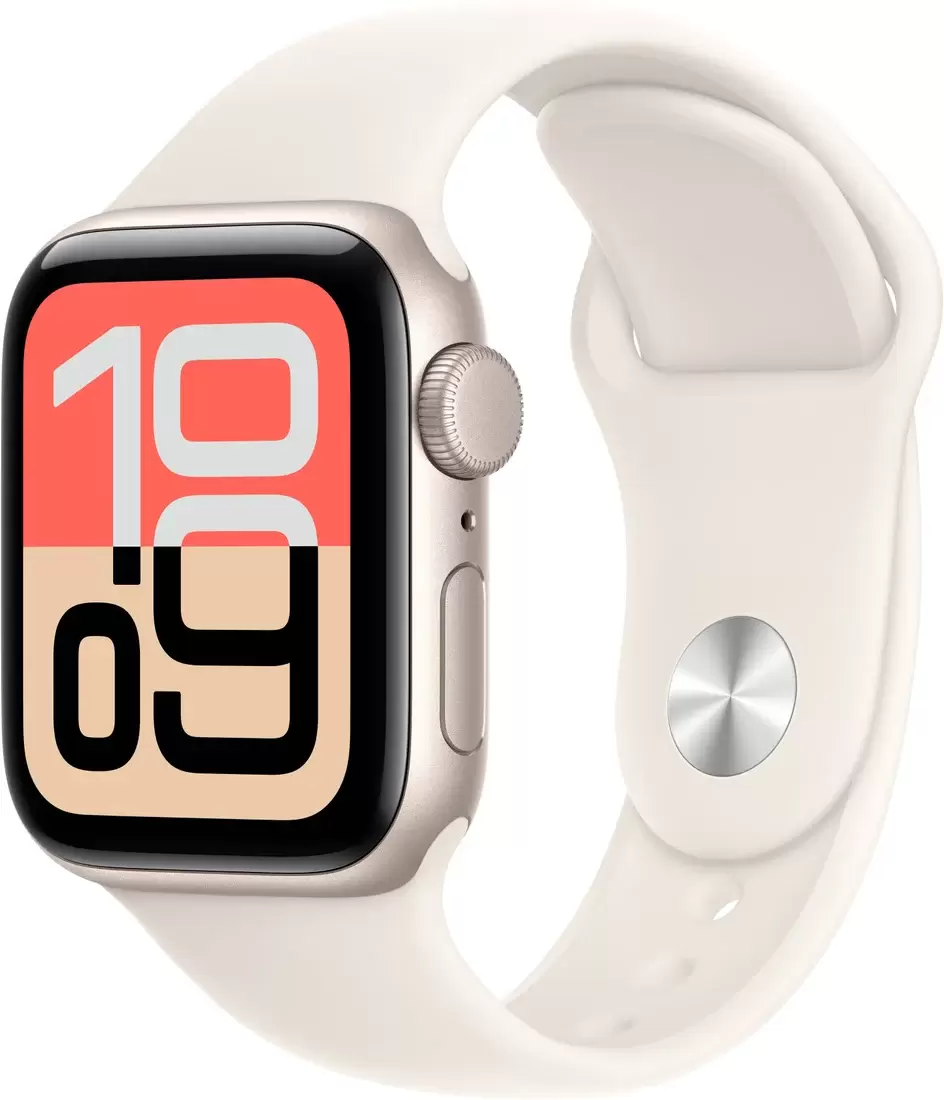 Apple Watch SE 3 40 мм (алюминиевый корпус, звездный свет/звездный свет, спортивный силиконовый ремешок S/M)