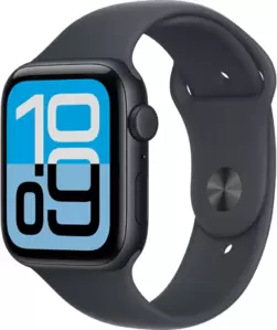 Умные часы Apple Watch SE 3 LTE 44 мм (алюминиевый корпус, полуночный/полуночный, спортивный силиконовый ремешок S/M) фото