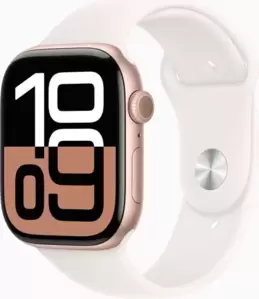 Умные часы Apple Watch Series 10 46 мм (алюминиевый корпус, розовое золото/легкие румяна, спортивный силиконовый ремешок M/L) фото