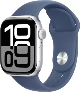 Умные часы Apple Watch Series 10 46 мм (алюминиевый корпус, серебристый/синий, спортивный силиконовый ремешок M/L) icon