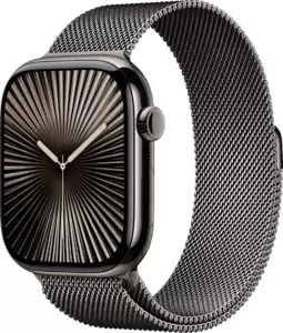 Умные часы Apple Watch Series 10 LTE 46 мм (титановый корпус, черный/сланец, миланская петля M/L) фото