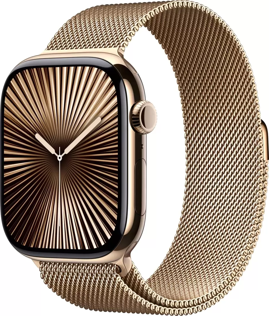 Apple Watch Series 10 LTE 46 мм (титановый корпус, золотистый/золотистый, миланская петля S/M)