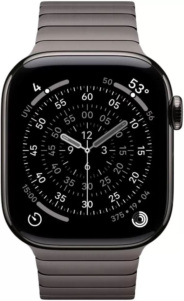 Умные часы Apple Watch Series 11 42 мм (титановый корпус, черный/темно-серый, браслет Link из нержавеющей стали) фото 2
