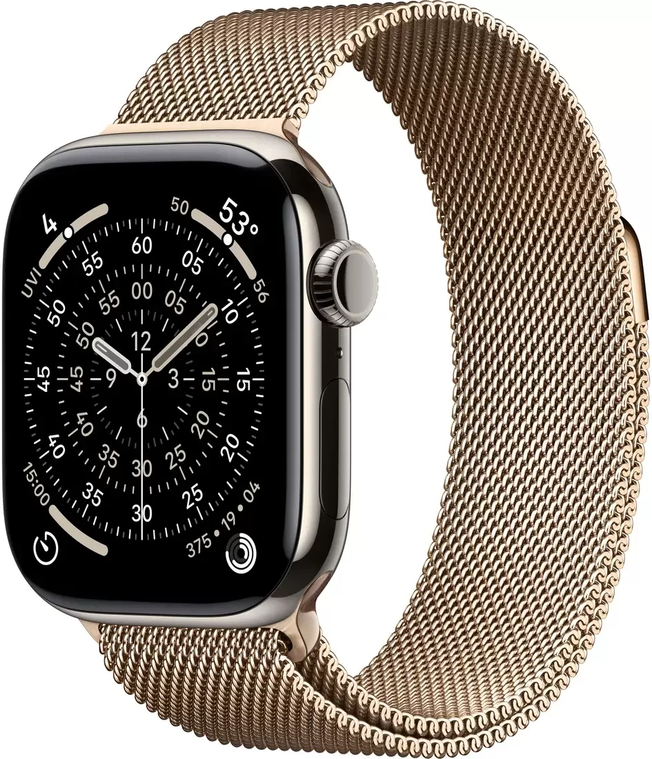 Умные часы Apple Watch Series 11 LTE 42 мм (титановый корпус, природный/золотистый, миланская петля) фото