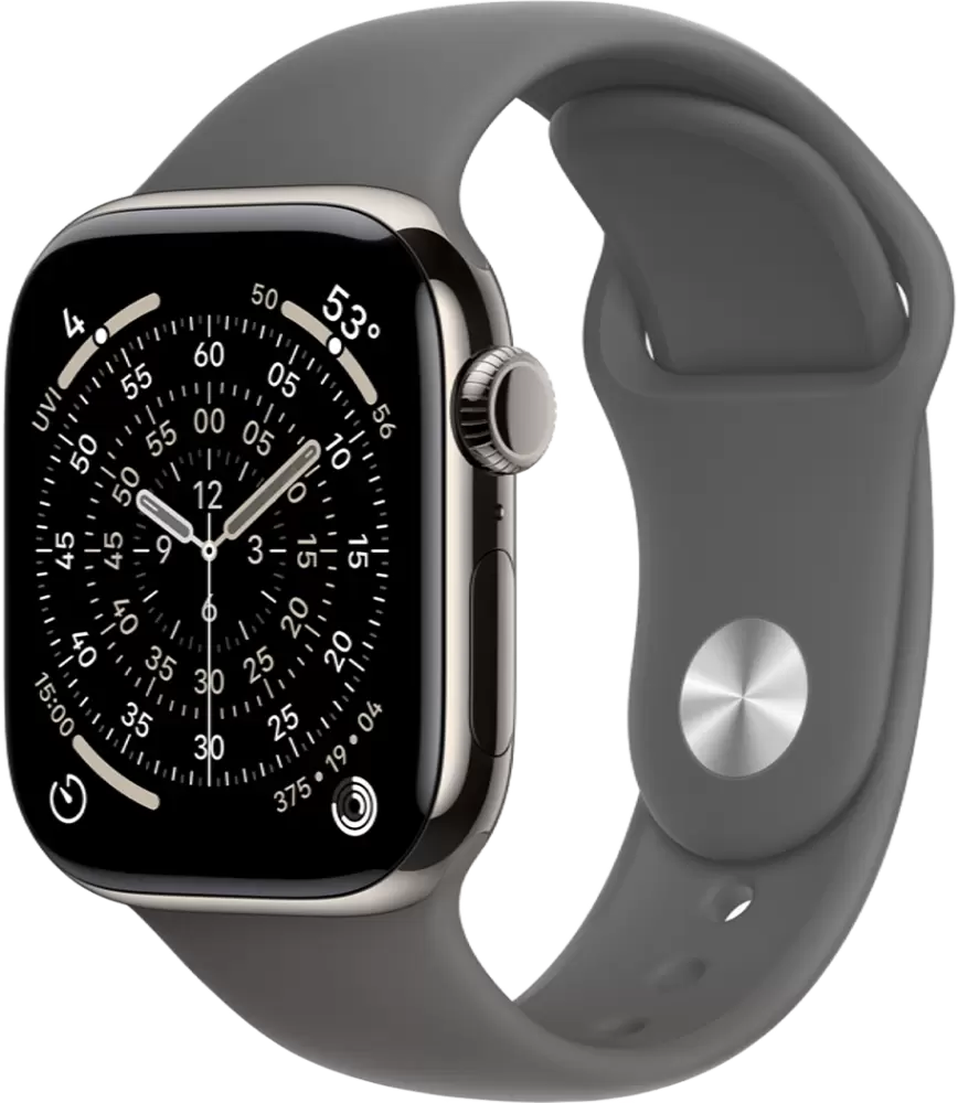 Apple Watch Series 11 LTE 42 мм (титановый корпус, серый/серый, спортивный силиконовый ремешок M/L)