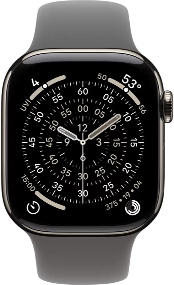 Умные часы Apple Watch Series 11 LTE 42 мм (титановый корпус, серый/серый, спортивный силиконовый ремешок M/L) фото