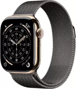 Умные часы Apple Watch Series 11 LTE 42 мм (титановый корпус, золотистый/сланец, миланская петля) фото