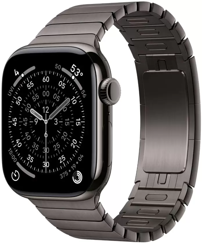 Apple Watch Series 11 46 мм (титановый корпус, черный/темно-серый, браслет Link из нержавеющей стали)