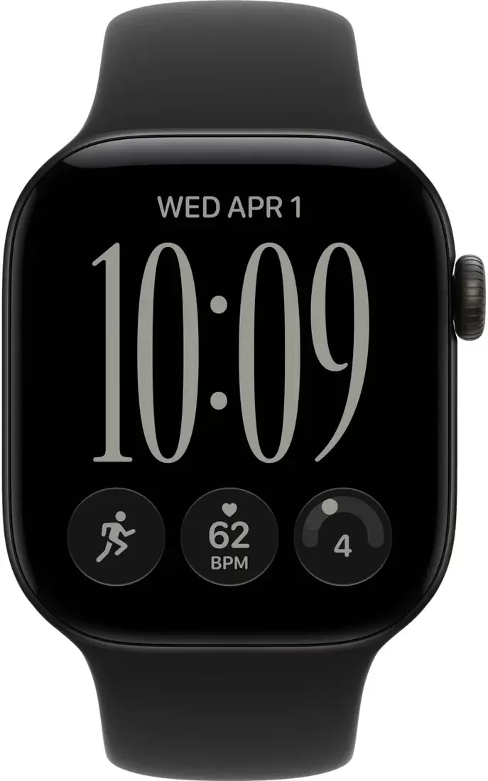 Умные часы Apple Watch Series 12 42 мм (алюминиевый корпус, черный/черный, спортивный силиконовый ремешок S/M) фото 2