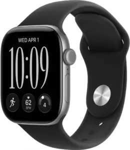 Умные часы Apple Watch Series 12 42 мм (алюминиевый корпус, серый космос/черный, спортивный силиконовый ремешок M/L)