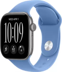 Умные часы Apple Watch Series 12 42 мм (алюминиевый корпус, серый космос/синий, спортивный силиконовый ремешок M/L)