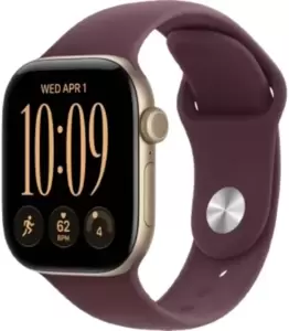 Apple Watch Series 12 42 мм (алюминиевый корпус, светлое золото/бургунди, спортивный силиконовый ремешок S/M)