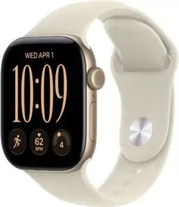 Умные часы Apple Watch Series 12 42 мм (алюминиевый корпус, светлое золото/песочный, спортивный силиконовый ремешок M/L)