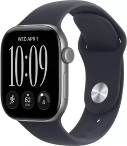 Apple Watch Series 12 46 мм (алюминиевый корпус, серый космос/темно-синий, спортивный силиконовый ремешок M/L)