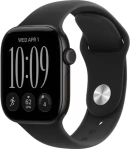 Умные часы Apple Watch Series 12 LTE 42 мм (алюминиевый корпус, черный/черный, спортивный силиконовый ремешок S/M) фото