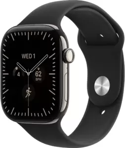 Умные часы Apple Watch Series 12 LTE 42 мм (титановый корпус, природный/черный, спортивный силиконовый ремешок S/M) фото