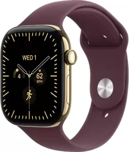 Умные часы Apple Watch Series 12 LTE 46 мм (титановый корпус, сияющее золото/бургунди, спортивный силиконовый ремешок S/M)