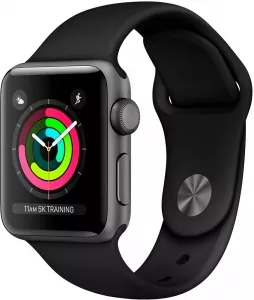 Умные часы Apple Watch Series 3 38mm Space Gray Aluminum Case with Black Sport Band (MQKV2) фото
