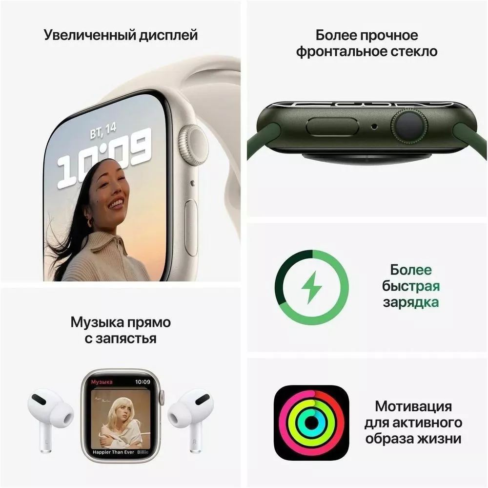 Умные часы Apple Watch Series 7 LTE 41 мм (алюминий синий/синий омут спортивный) фото 7