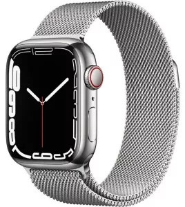 Умные часы Apple Watch Series 7 LTE 41 мм (сталь серебристый/миланский серебро) фото