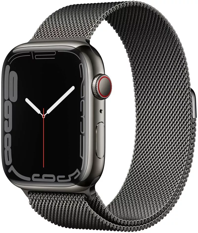 Умные часы Apple Watch Series 7 LTE 41 мм (сталь графитовый/миланский черный) фото