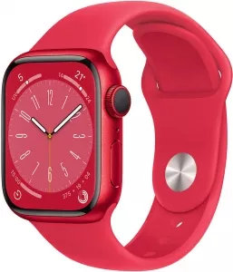 Умные часы Apple Watch Series 8 41 мм (алюминиевый корпус, красный/красный, спортивный силиконовый ремешок S/M) фото