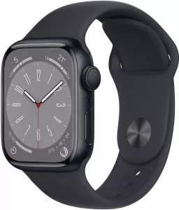 Умные часы Apple Watch Series 8 41 мм (алюминиевый корпус, полуночный/полуночный, спортивный силиконовый ремешок M/L) фото