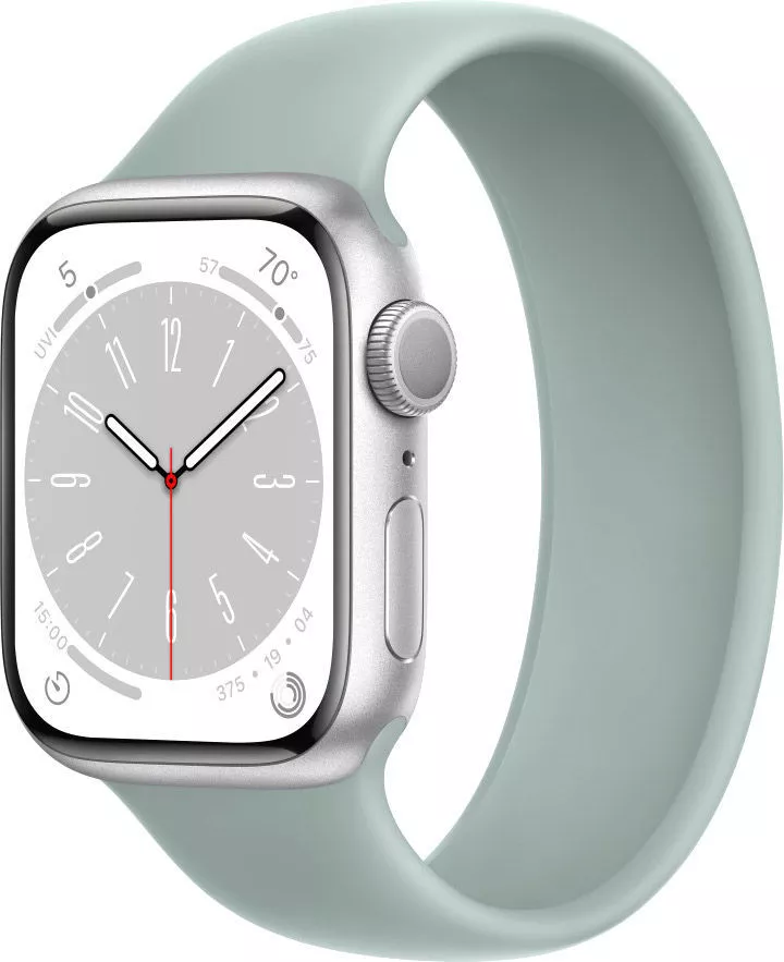 Умные часы Apple Watch Series 8 41 мм (алюминиевый корпус, серебристый/суккулент, силиконовый ремешок) фото
