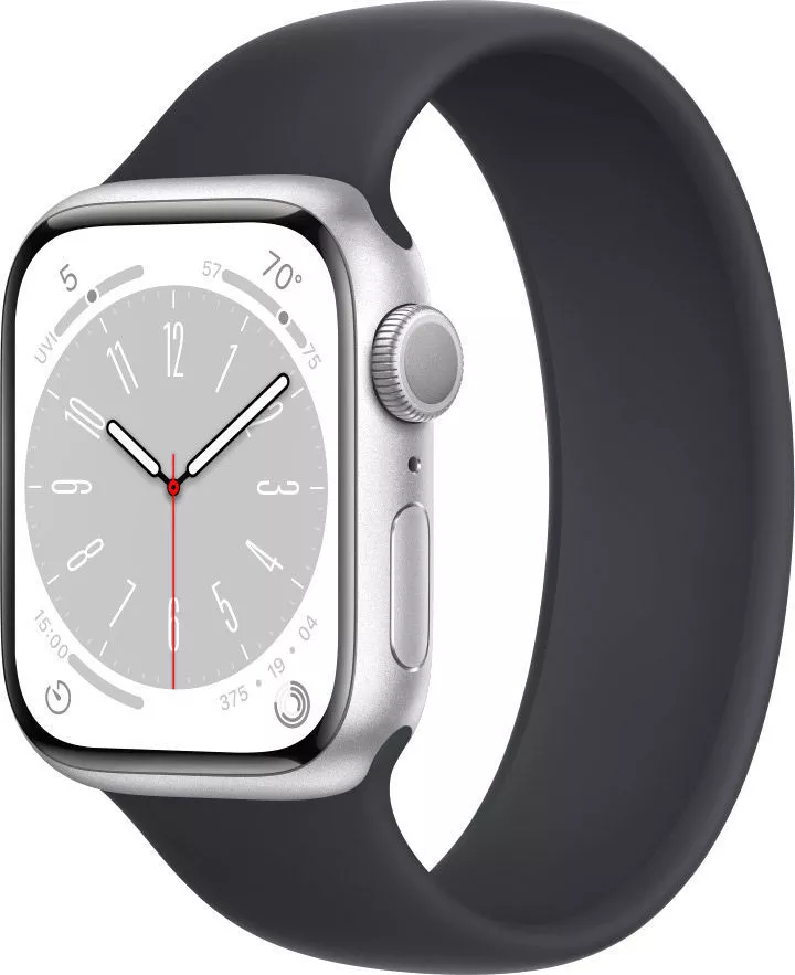 Умные часы Apple Watch Series 8 41 мм (алюминиевый корпус, серебристый/темно-серый, силиконовый ремешок) фото