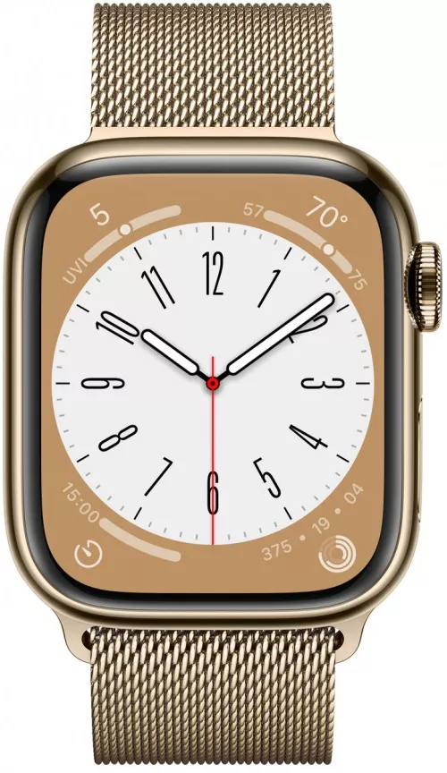 Умные часы Apple Watch Series 8 41 мм (корпус из нержавеющей стали, золотистый/золотистый, миланский сетчатый браслет) фото 2