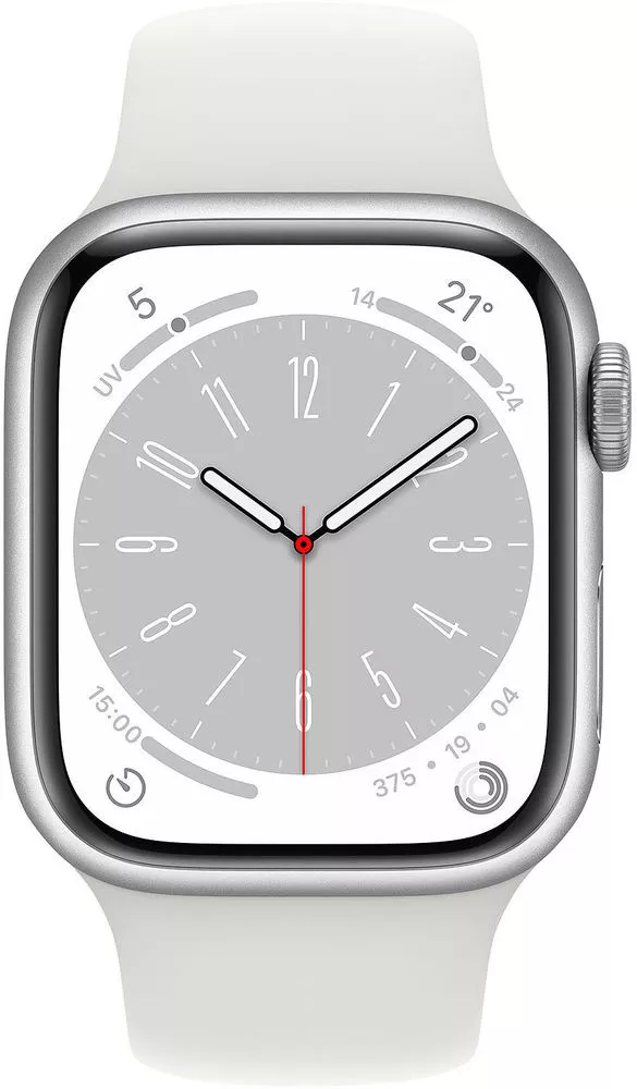 Умные часы Apple Watch Series 8 LTE 41 мм (алюминиевый корпус, серебристый/белый, спортивный силиконовый ремешок) фото 2