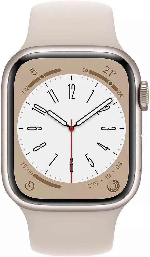 Умные часы Apple Watch Series 8 LTE 41 мм (алюминиевый корпус, звездный свет/звездный свет, спортивный силиконовый ремешок) фото 2