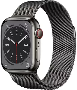 Умные часы Apple Watch Series 8 LTE 41 мм (корпус из нержавеющей стали, графит/миланский графитовый) фото