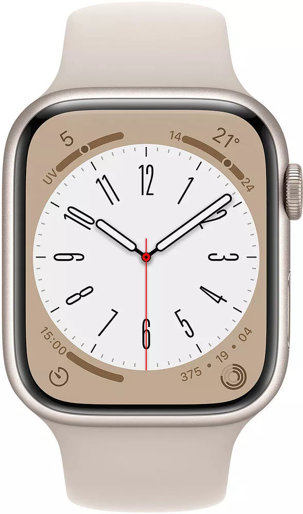 Умные часы Apple Watch Series 8 LTE 45 мм (алюминиевый корпус, звездный свет/звездный свет, спортивный силиконовый ремешок) фото 2