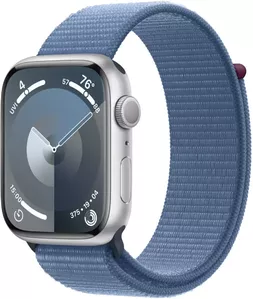 Умные часы Apple Watch Series 9 45 мм (алюминиевый корпус, серебристый/зимний синий, нейлоновый ремешок) фото