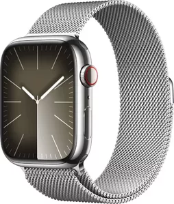 Умные часы Apple Watch Series 9 LTE 41 мм (корпус из нержавеющей стали, серебристый/миланский серебристый) фото
