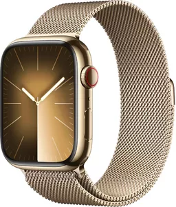 Умные часы Apple Watch Series 9 LTE 41 мм (корпус из нержавеющей стали, золото/миланский золотистый) фото