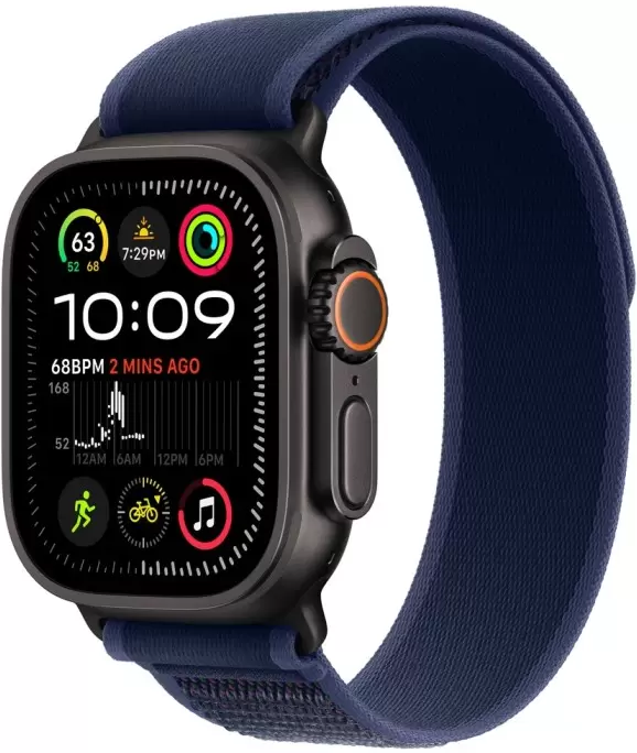 Умные часы Apple Watch Ultra 2 LTE 49 мм (титановый корпус, черный/синий, нейлоновый ремешок S/M) фото