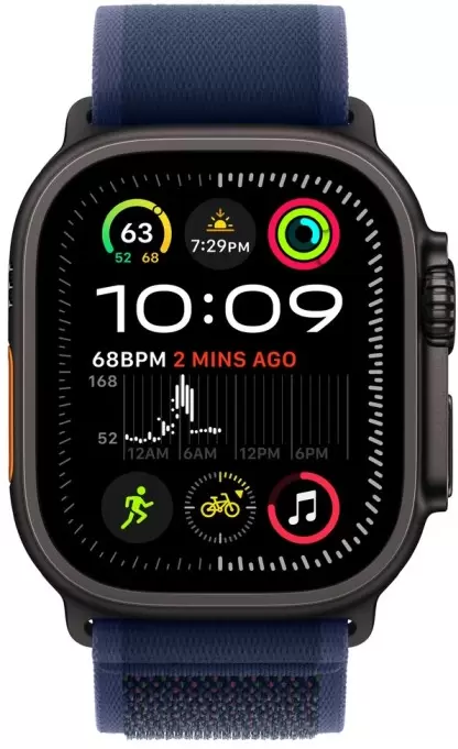 Умные часы Apple Watch Ultra 2 LTE 49 мм (титановый корпус, черный/синий, нейлоновый ремешок S/M) фото 2
