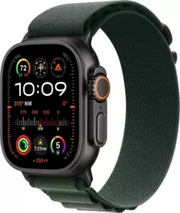 Умные часы Apple Watch Ultra 2 LTE 49 мм (титановый корпус, черный/темно-зеленый, ремешок из полиэстера M) фото