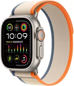 Умные часы Apple Watch Ultra 2 LTE 49 мм (титановый корпус, титановый/бежево-оранжевый, нейлоновый ремешок размера M/L) фото