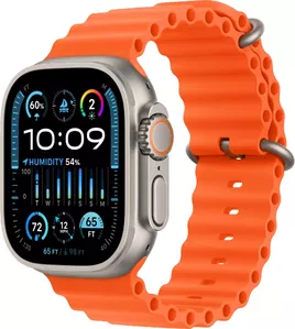 Умные часы Apple Watch Ultra 2 LTE 49 мм (титановый корпус, титановый/оранжевый, ремешок из эластомера) фото